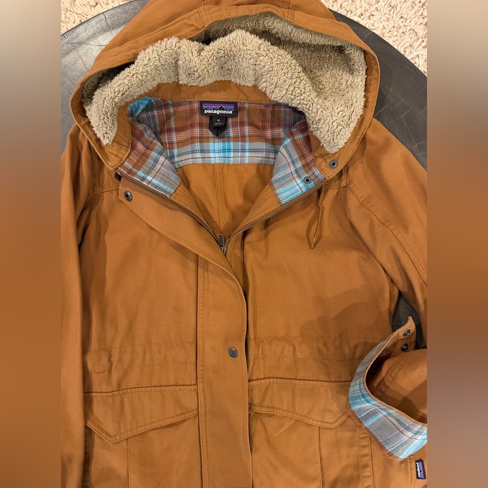 Patagonia Organic Cotton Canvas Sherpa Lined Jacket Hooded